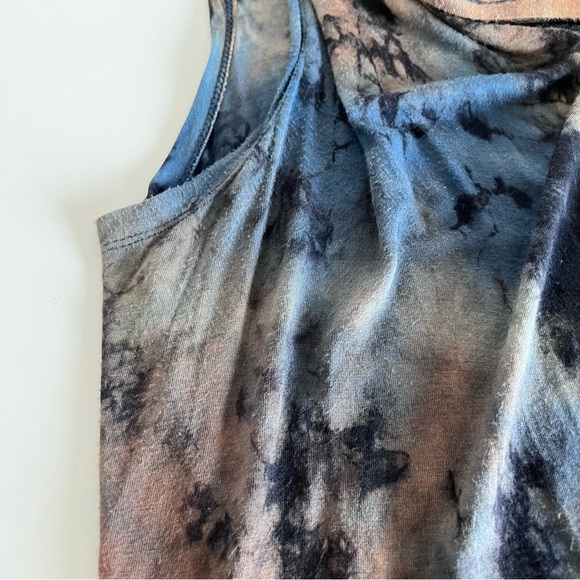 Coin 1804 Draped Cardigan Duster Vest Womens Medium Blue Brown Tie Dye Hoodie - Picture 12 of 13